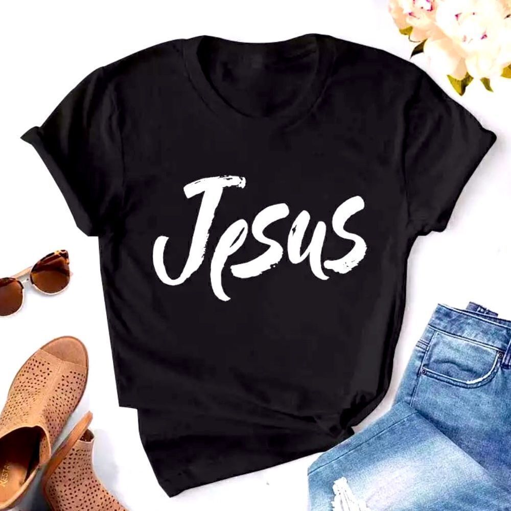 ⭐️ Brand New Small Black  Jesus  Printed T-shirt Women